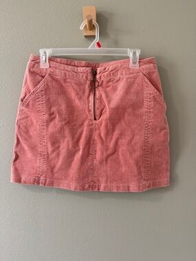Corduroy Mini Skirt in Dusty Pink with Front Ring Zip